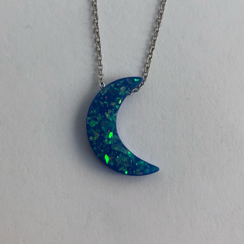Opal Moon Necklace dark blue - Picture 4 of 4